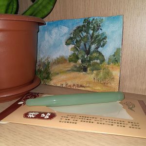 Скребок гуаша типа стик зеленого цвета