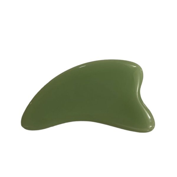 Скребок гуаша гусиная лапка с одной выемкой нефрит