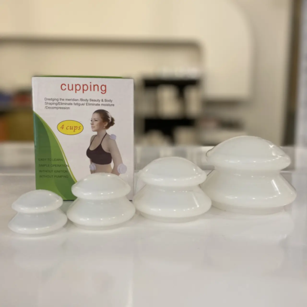 Набор белых силиконовых банок для вакуумного массажа 4штуки